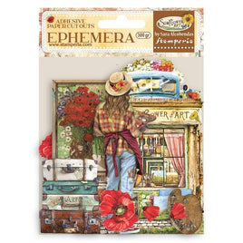 Sunflower Art Elements And Poppies - Stamperia Cardstock Ephemera Paper Cut Outs