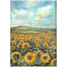 Sunflower Art Landscape - Stamperia Rice Paper Sheet A4