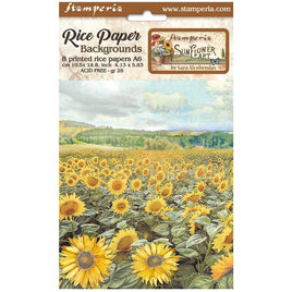 Sunflower Art - Stamperia Assorted Rice Paper Backgrounds A6 8/Sheets