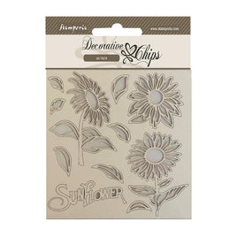 Sunflower Art - Stamperia Decorative Chips 5.5"X5.5"