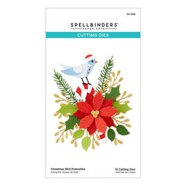Christmas Bird Poinsettia - Spellbinders Etched Dies From Classic Christmas Collection