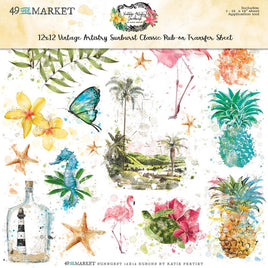 Classic, Vintage Artistry Sunburst - 49 And Market Rub-Ons 12"X12"