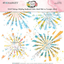 Color Wash, Vintage Artistry Sunburst - 49 And Market Rub-Ons 12"X12"