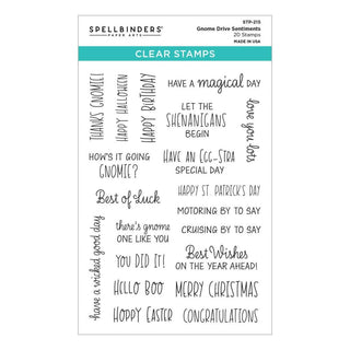 Gnome Drive Sentiments - Spellbinders Clear Stamp Set