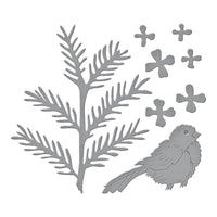 Snow Garden -Hemlock, Cones & Chickadee - Spellbinders Etched Dies By Susan Tierney-Cockburn