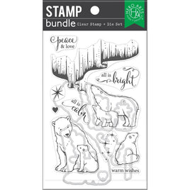 Nothern Lights Polar Bears - Hero Arts Clear Stamp & Die Combo