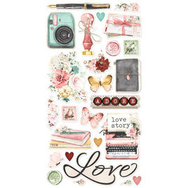 Simple Vintage Love Story Chipboard Stickers 6"X12"