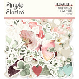 Floral - Simple Vintage Love Story Bits & Pieces Die-Cuts 57/Pkg