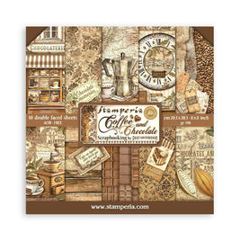 Coffee And Chocolate, 10 Designs/1 Each - Stamperia Double-Sided Paper Pad 8"X8" 10/Pkg
