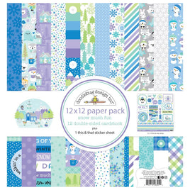 Snow Much Fun - Doodlebug Double-Sided Paper Pack 12"X12" 12/Pkg