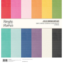 Simple Vintage Essentials Color Palette - Simple Stories Vintage Dots Kit 12"X12"