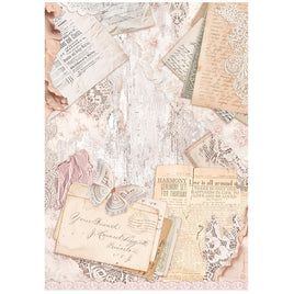 Romance Forever Letters - Stamperia Rice Paper Sheet A4