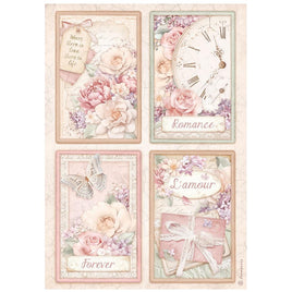 Romance Forever 4 Cards - Stamperia Rice Paper Sheet A4