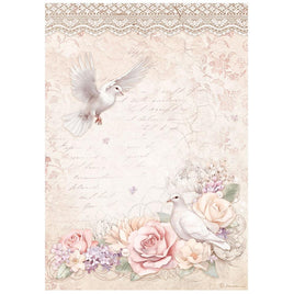 Romance Forever Doves - Stamperia Rice Paper Sheet A4