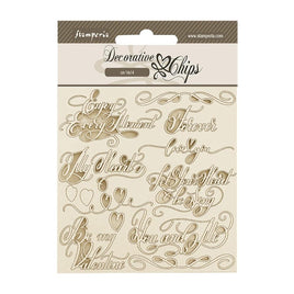 Romance Forever Quotes - Stamperia Decorative Chips 5.5"X5.5"