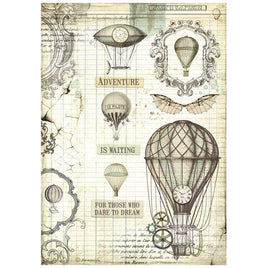 Voyages Fantastiques Balloon - Stamperia Rice Paper Sheet A4