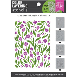 Tulip Pattern - Hero Arts Color Layering Stencil Set 5.25"X6.5"