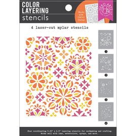 Mandala Flower Pattern - Hero Arts Color Layering Stencil Set 5.25"X6.5"
