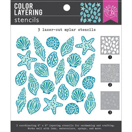 Seashells - Hero Arts Color Layering Stencil Set 6"X6"