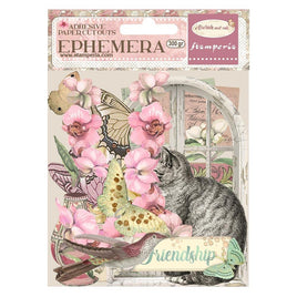 Orchids And Cats - Stamperia Cardstock Ephemera Adhesive Paper Cut Outs