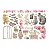 Orchids And Cats - Stamperia Cardstock Ephemera Adhesive Paper Cut Outs