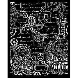 Sir Vagabond In Fantasy World Gears - Stamperia Stencil 7.87"X9.84"