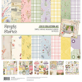 Simple Vintage Meadow Flowers - Simple Stories Collection Kit 12"X12"