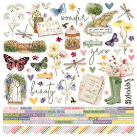 12"X12" Simple Vintage Meadow Flowers Cardstock Stickers