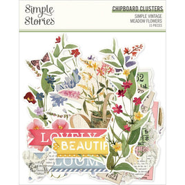 Clusters Simple Vintage Meadow Flowers Chipboard