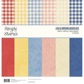 Simple Vintage Linen Market - Simple Stories Vintage Basics Kit 12"X12"