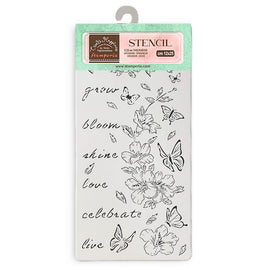 Secret Diary Flowers & Butterfly - Stamperia Stencil 4.92"X9.84"