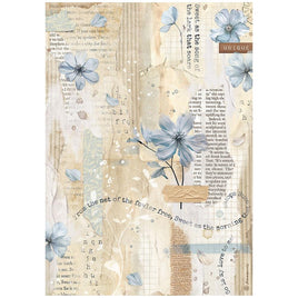 Happiness Secret Diary Blue Flower - Stamperia Rice Paper Sheet A4