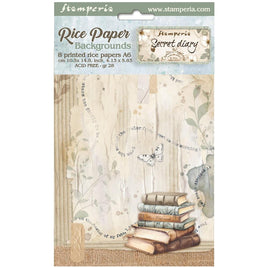 Create Happiness Secret Diary - Stamperia Assorted Rice Paper Backgrounds A6 8/Pkg