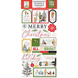 Word & Phrase, Winnie The Pooh Christmas - Echo Park Chipboard 6"X13"