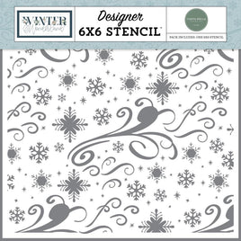 Snowflakes And Swirls - Winter Wonderland Stencil 6"X6"