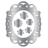 Ornate Frame & Snowflakes Christmas Rose - Sara Signature Metal Dies