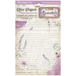 Lavender - Stamperia Assorted Rice Paper Backgrounds A6 8/Sheets