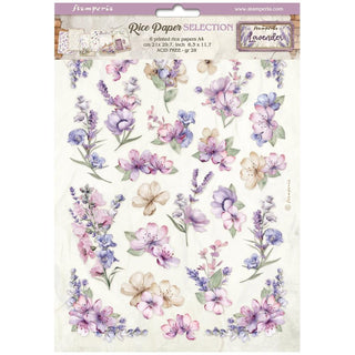 Lavender - Stamperia Assorted Rice Paper A4 6/Sheets