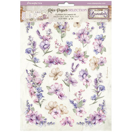 Lavender - Stamperia Assorted Rice Paper A4 6/Sheets