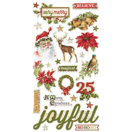 Simple Vintage Yuletide Chipboard Stickers 6"x12"