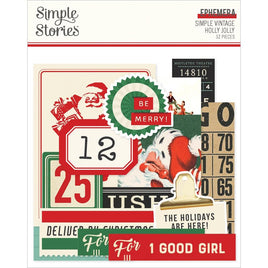 Simple Vintage Holly Jolly Ephemera 32/Pkg