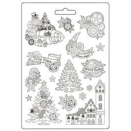 Gear Up For Christmas Trees And Elements - Stamperia Soft Maxi Mould A4