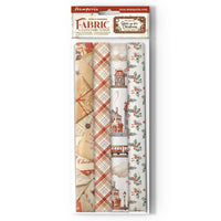 Gear Up For Christmas - Stamperia Polyester Fabric 12"X12" 4/Pkg