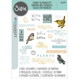 Bird Song - Sizzix A5 Clear Stamps With Framelits Die By 49 And Market