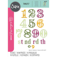 Folk Numbers - Sizzix Thinlits Die Set 18/Pkg By Catherine Pooler