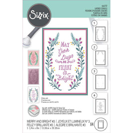 Merry & Bright #3 - Sizzix A6 Layered Stencils 4/Pkg by Jen Long