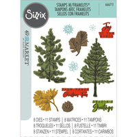 Pine Holidays - Sizzix A5 Clear Stamps With Framelits Die By 49 And Market