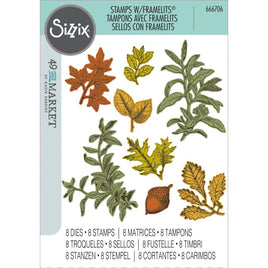 Forever Leaves - Sizzix A5 Clear Stamps With Framelits Die By 49 And Market