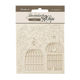 Golden Harmony Cages - Stamperia Decorative Chips 5.5"X5.5"