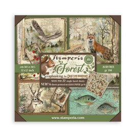 Forest, 18 prints + 6 Grass Paper - Stamperia Single-Sided Paper Pad 12"X12" 22/Pkg